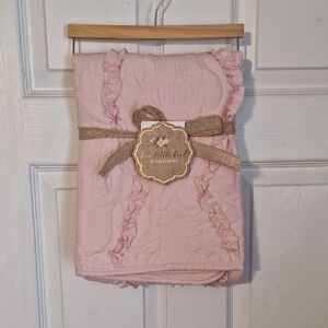 NWT Pink Quilted Baby Blanket with Ruffle Trim 30"x40"